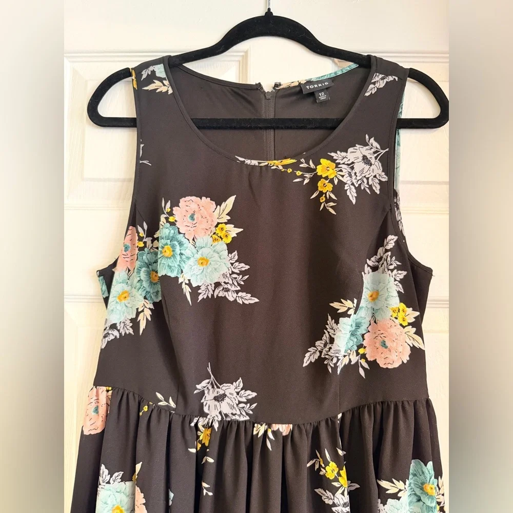Floral Sleeveless Kids Dress - Black - Picture 3 of 6